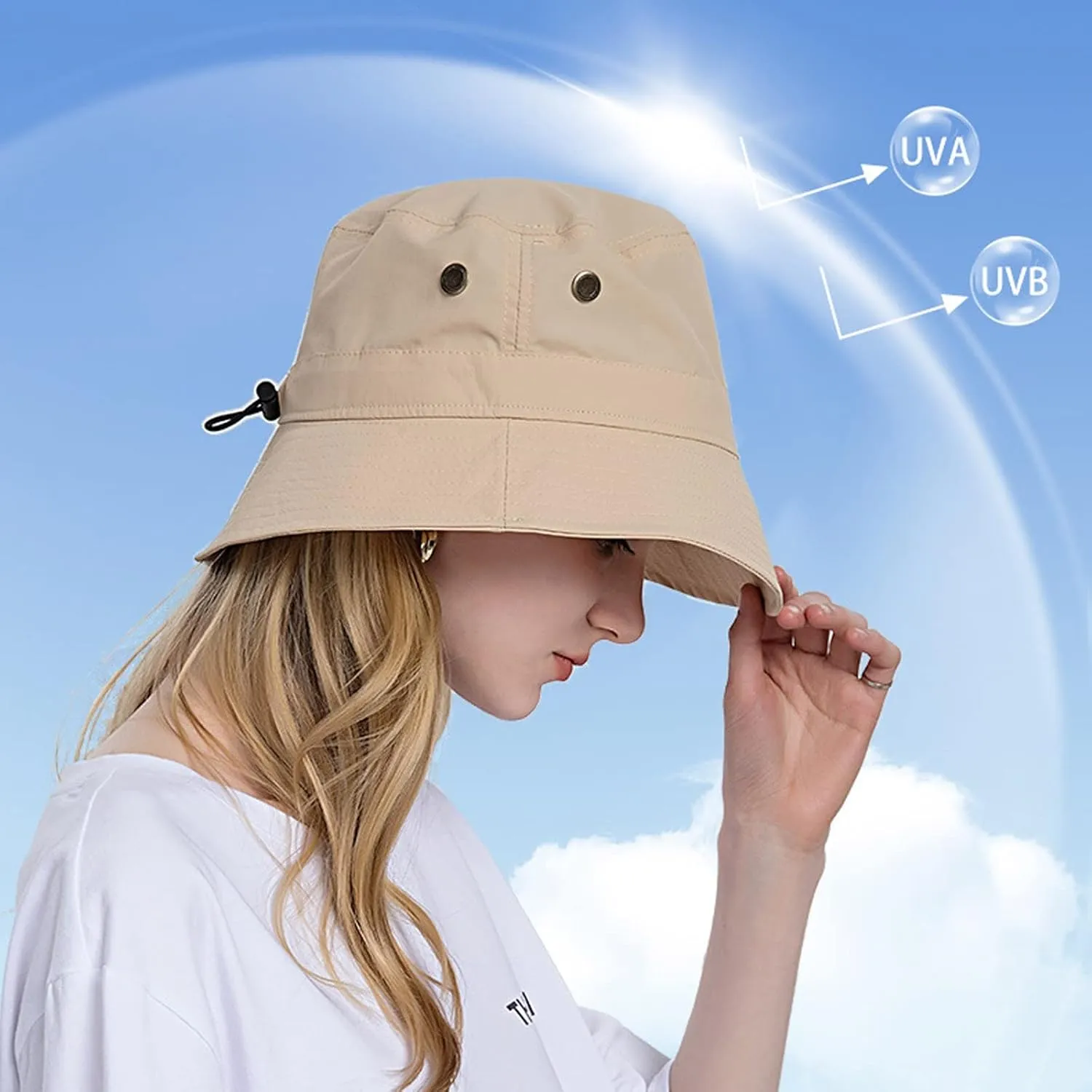 Bucket Rain Hat with Chin Strap Quick Drying Packable Sun Hat Unisex Wide Brim Outdoor Cowboy Summer Sun Hats