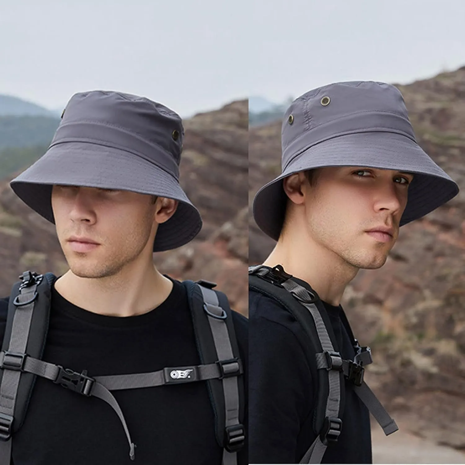 Bucket Rain Hat with Chin Strap Quick Drying Packable Sun Hat Unisex Wide Brim Outdoor Cowboy Summer Sun Hats