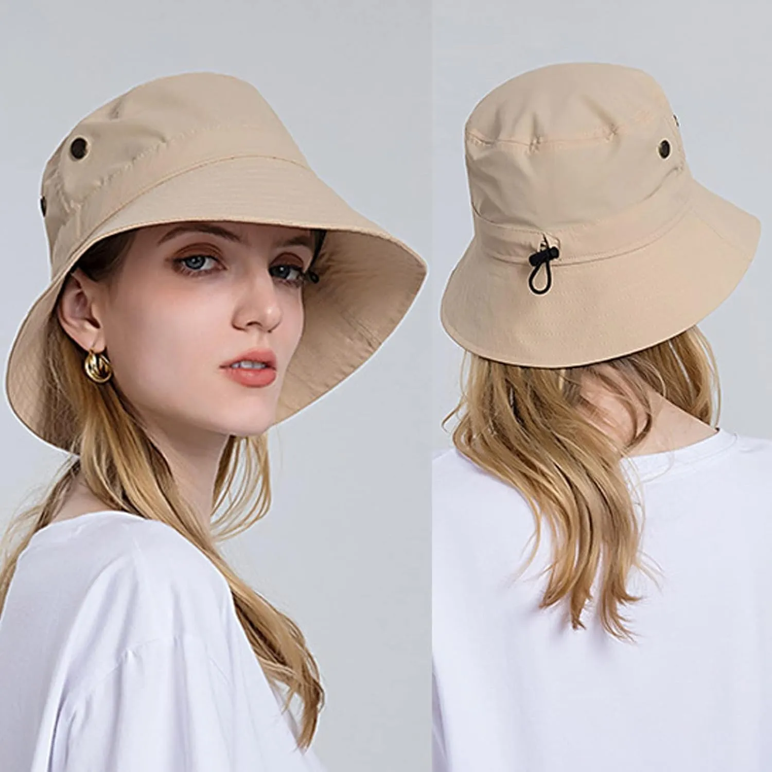 Bucket Rain Hat with Chin Strap Quick Drying Packable Sun Hat Unisex Wide Brim Outdoor Cowboy Summer Sun Hats