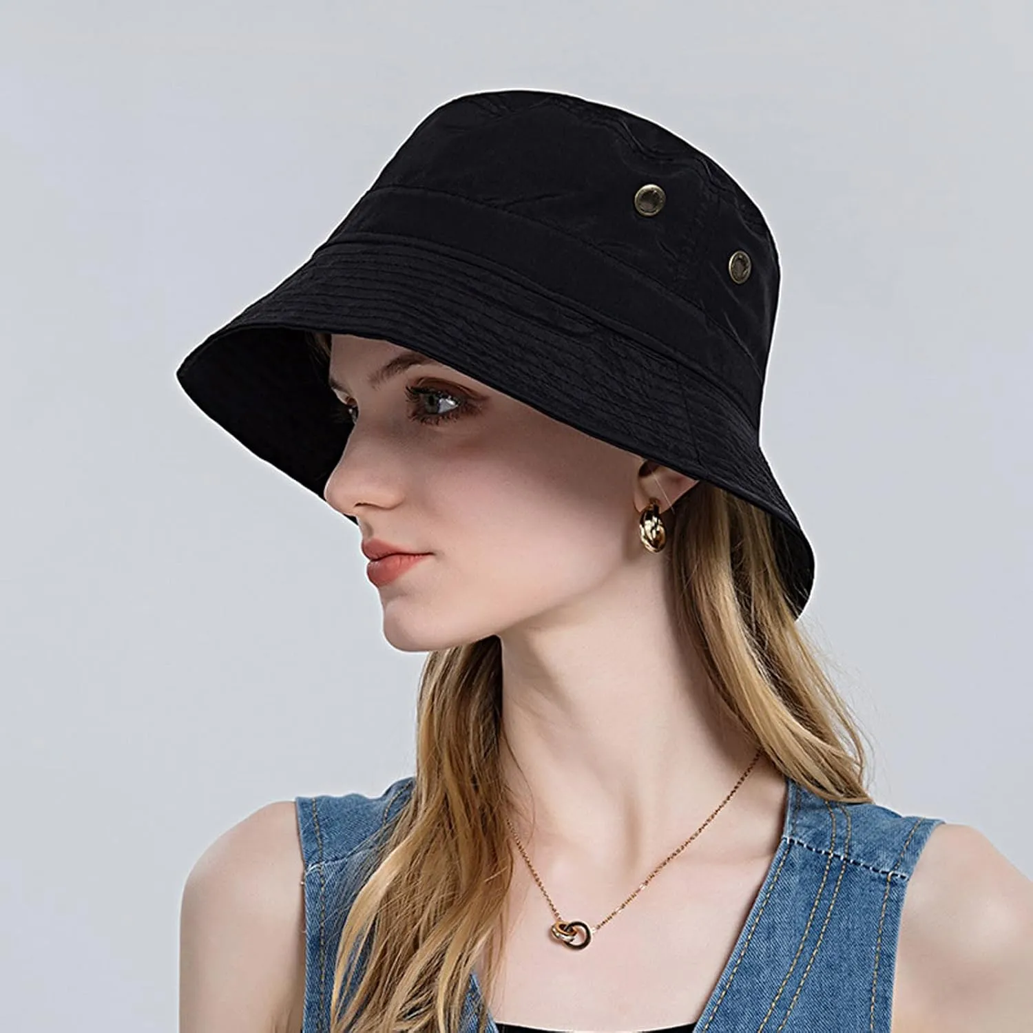 Bucket Rain Hat with Chin Strap Quick Drying Packable Sun Hat Unisex Wide Brim Outdoor Cowboy Summer Sun Hats