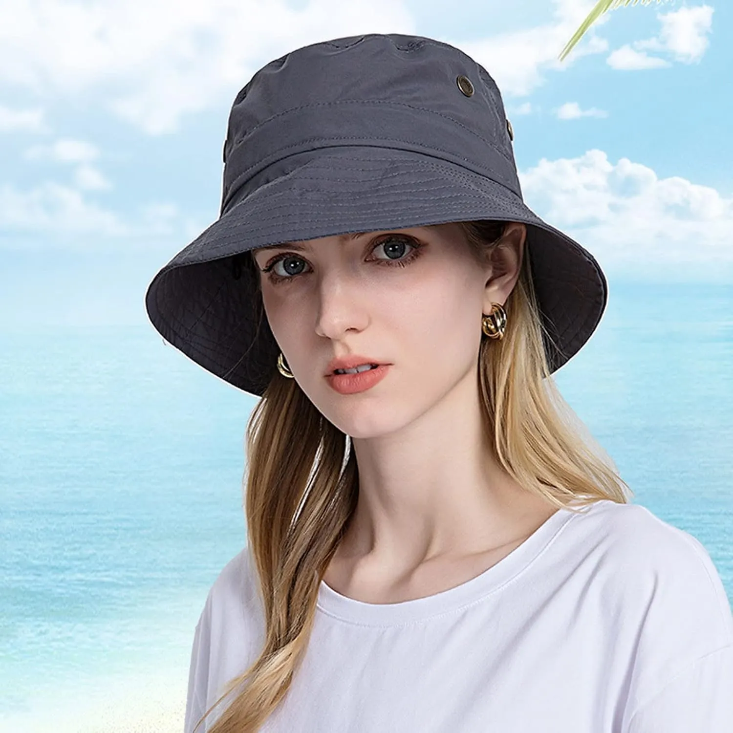 Bucket Rain Hat with Chin Strap Quick Drying Packable Sun Hat Unisex Wide Brim Outdoor Cowboy Summer Sun Hats