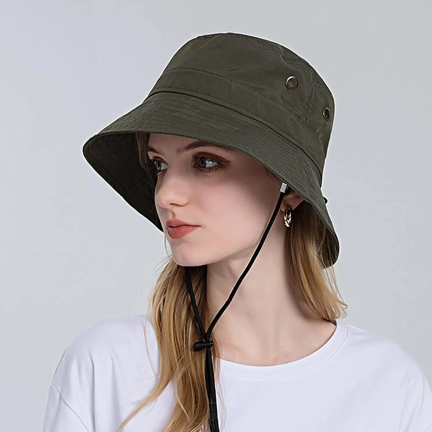 Bucket Rain Hat with Chin Strap Quick Drying Packable Sun Hat Unisex Wide Brim Outdoor Cowboy Summer Sun Hats