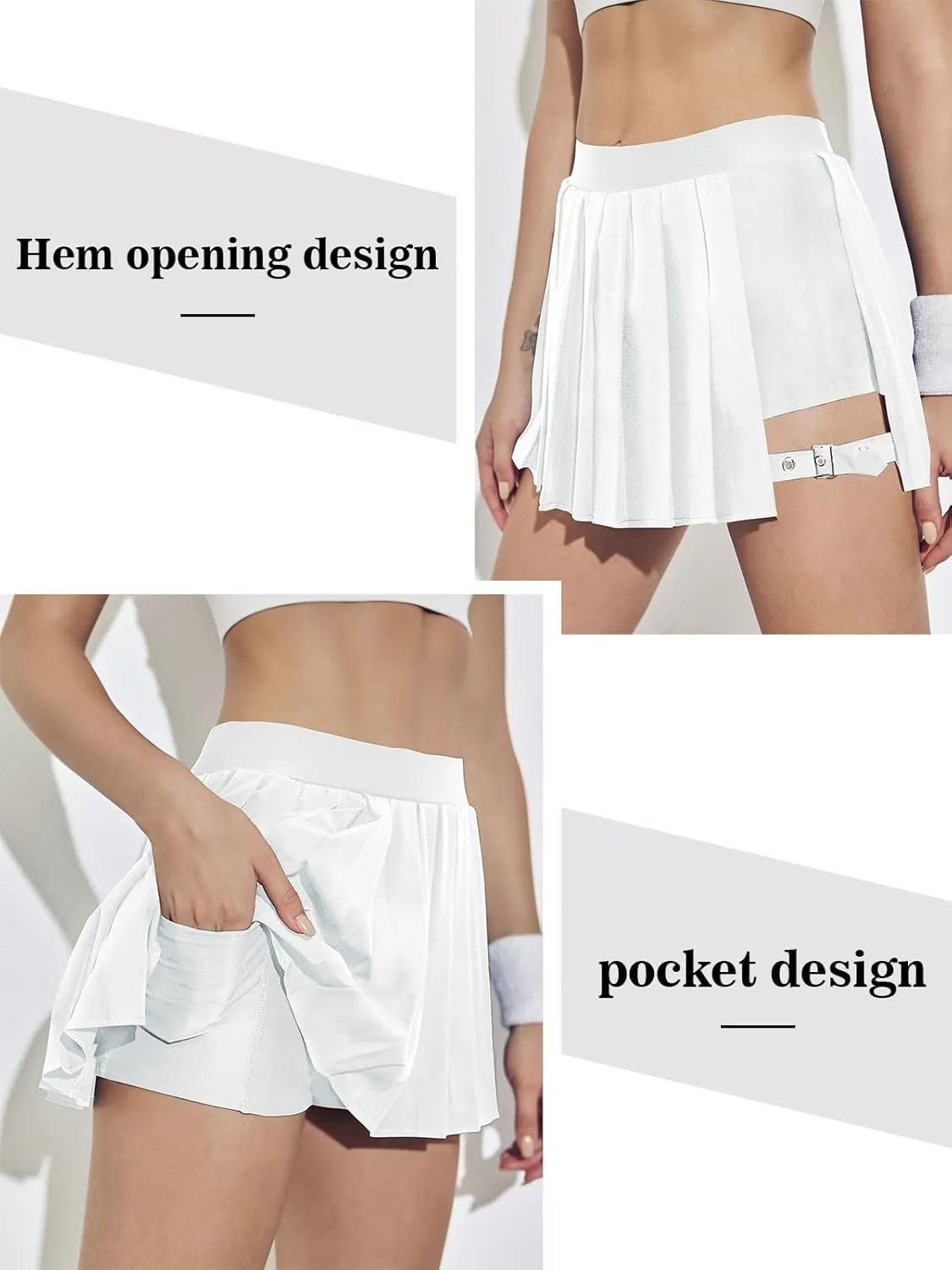 BZB Pleated Skirts for Women High Waisted Tennis Skirts Adjustable Buckle Athletic Skorts Skirts with Pocket
