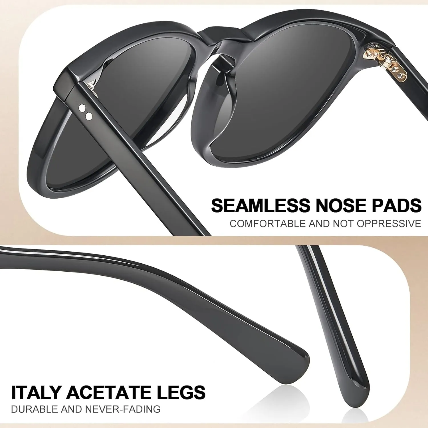 CARFIA Retro Polarized Sunglasses for Women Small and Medium Face UV Protection, Handcrafted Acetate Frame Sunnies CA5285