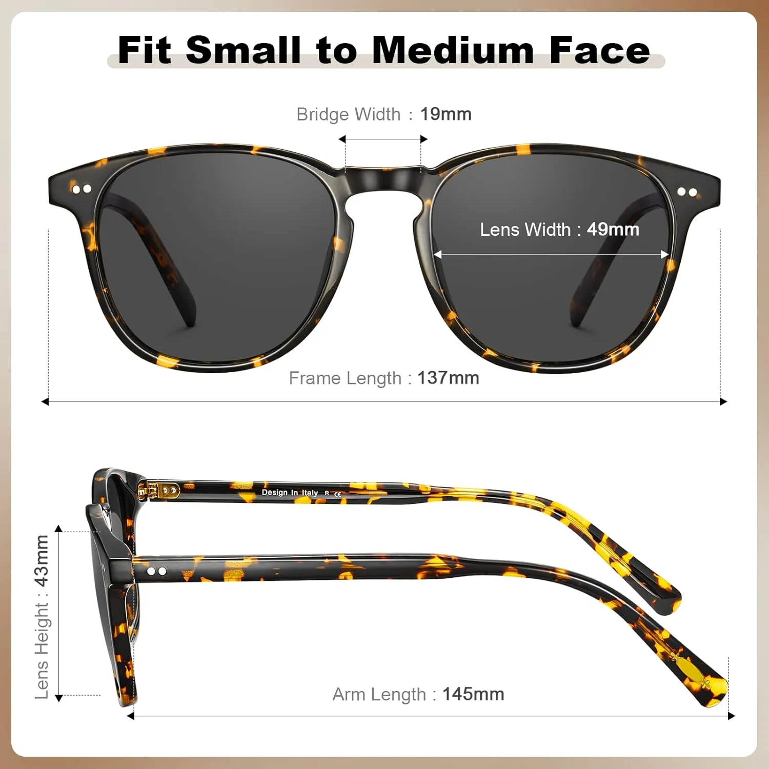 CARFIA Retro Polarized Sunglasses for Women Small and Medium Face UV Protection, Handcrafted Acetate Frame Sunnies CA5285