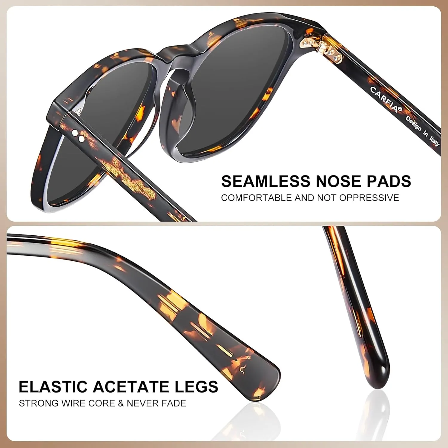 CARFIA Retro Polarized Sunglasses for Women Small and Medium Face UV Protection, Handcrafted Acetate Frame Sunnies CA5285