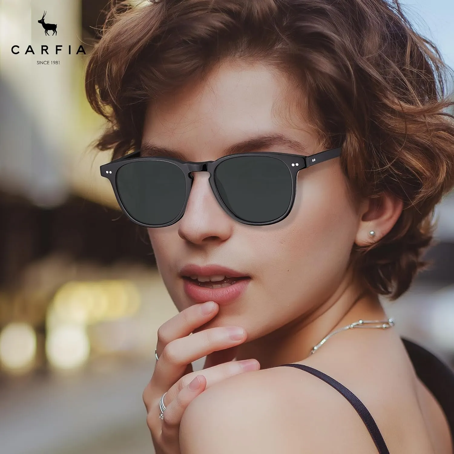 CARFIA Retro Polarized Sunglasses for Women Small and Medium Face UV Protection, Handcrafted Acetate Frame Sunnies CA5285
