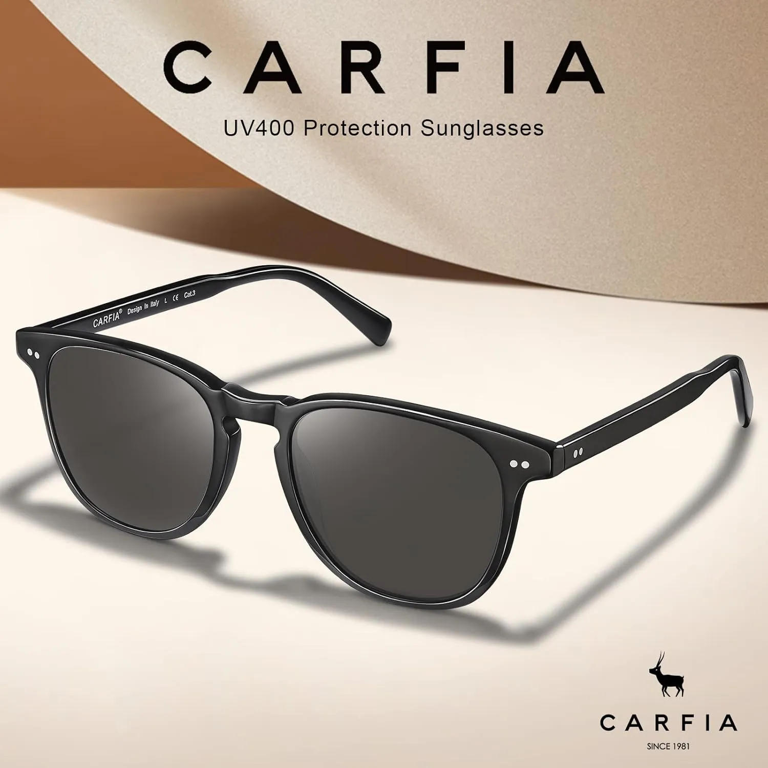 CARFIA Retro Polarized Sunglasses for Women Small and Medium Face UV Protection, Handcrafted Acetate Frame Sunnies CA5285