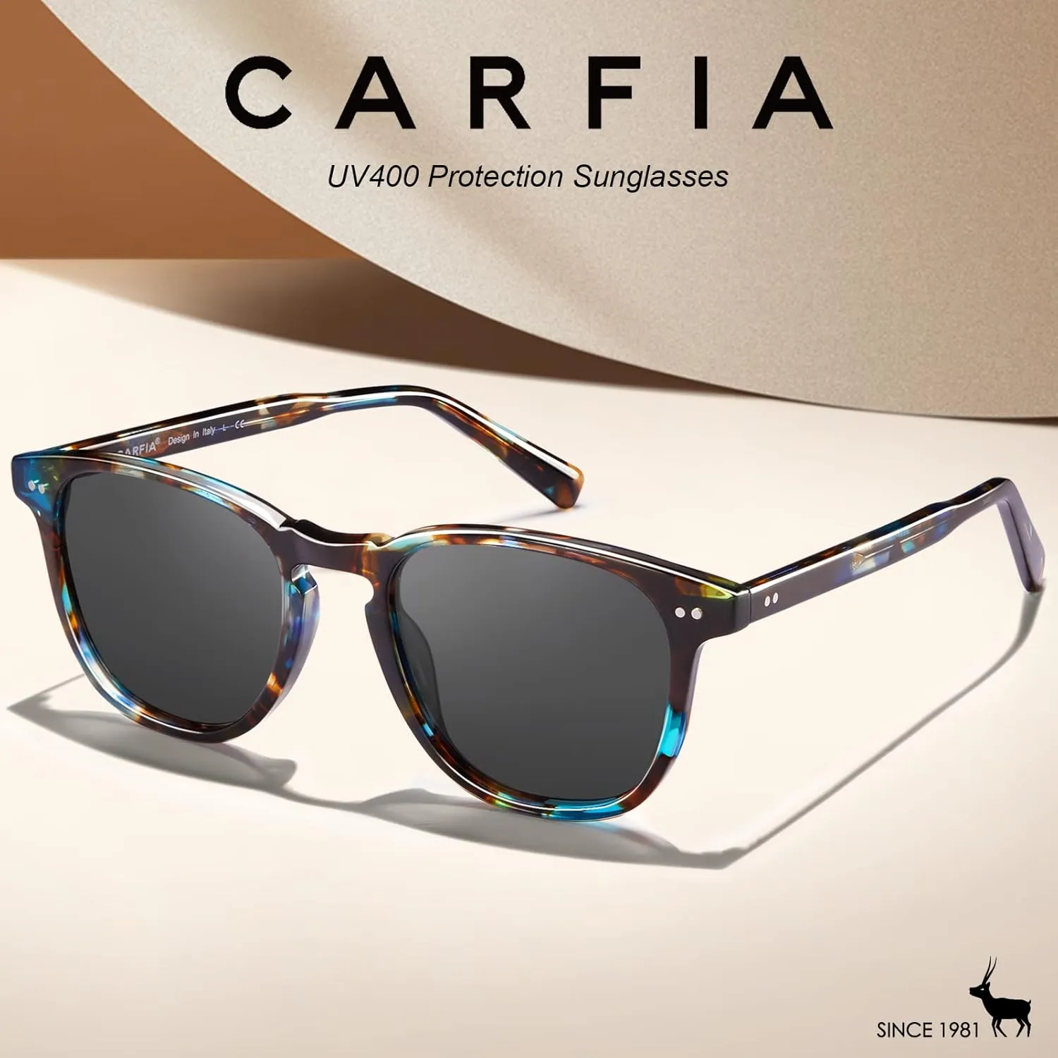 CARFIA Retro Polarized Sunglasses for Women Small and Medium Face UV Protection, Handcrafted Acetate Frame Sunnies CA5285
