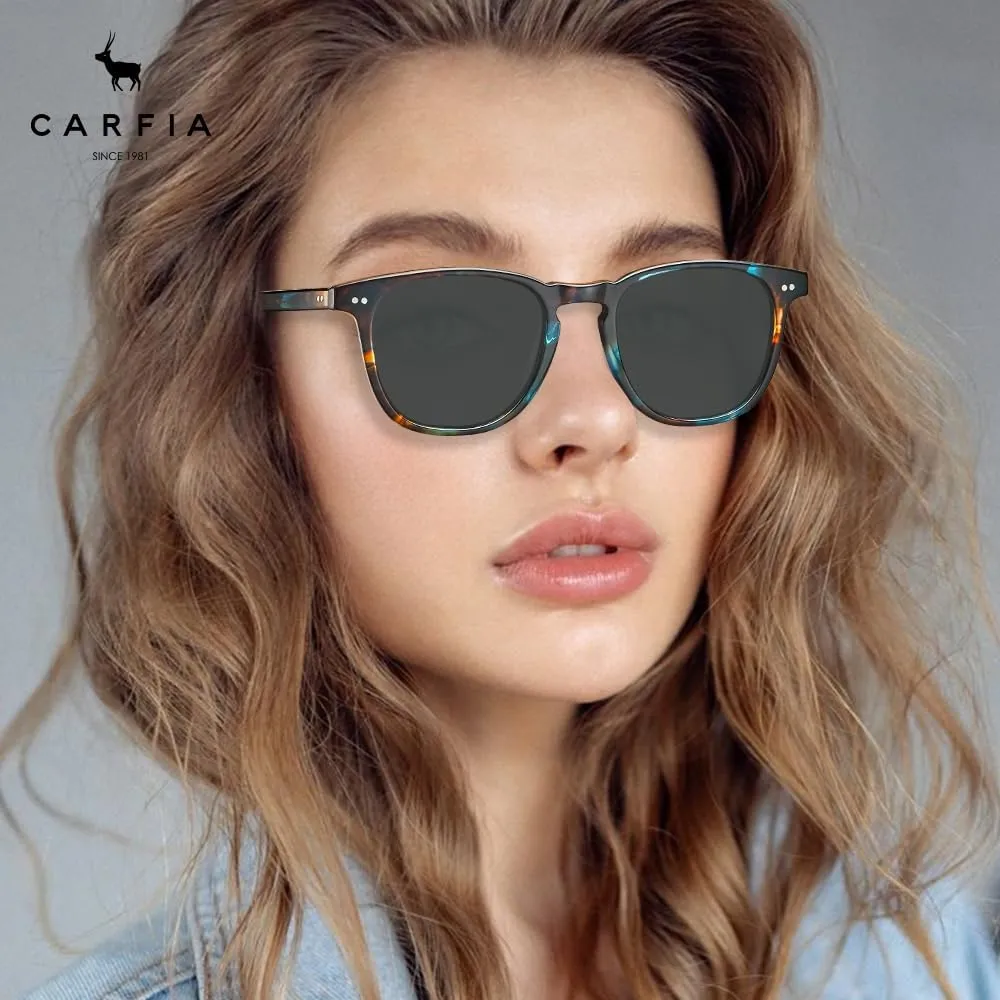 CARFIA Retro Polarized Sunglasses for Women Small and Medium Face UV Protection, Handcrafted Acetate Frame Sunnies CA5285