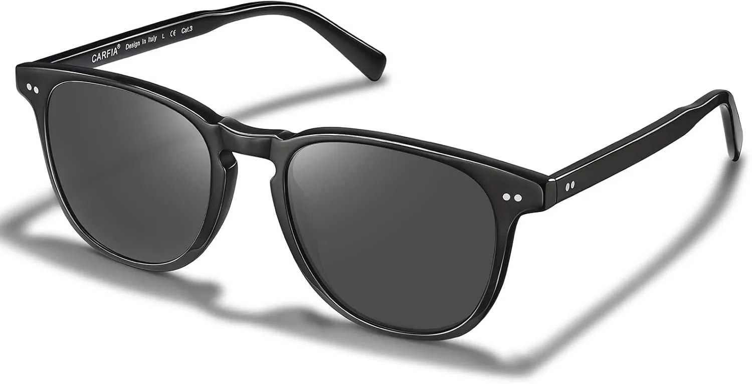 CARFIA Retro Polarized Sunglasses for Women Small and Medium Face UV Protection, Handcrafted Acetate Frame Sunnies CA5285