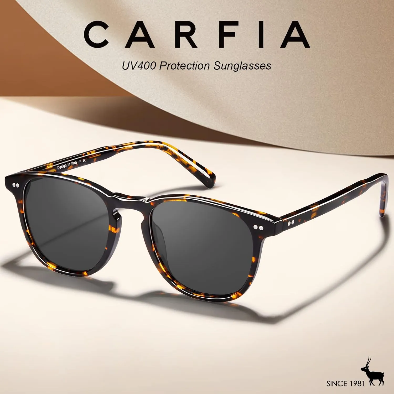 CARFIA Retro Polarized Sunglasses for Women Small and Medium Face UV Protection, Handcrafted Acetate Frame Sunnies CA5285