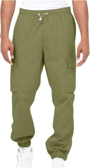 Cargo Pants for Men 2024 Relaxed Fit Causal Work Streetwear Khaki Baggy Joggers with Zipper Pockets Drawstring Sweatpants