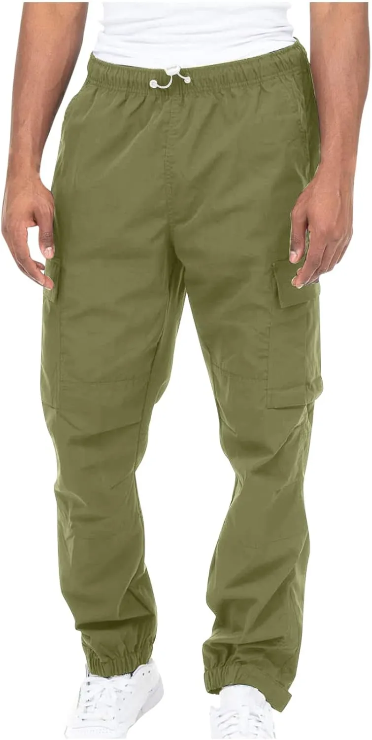 Cargo Pants for Men 2024 Relaxed Fit Causal Work Streetwear Khaki Baggy Joggers with Zipper Pockets Drawstring Sweatpants