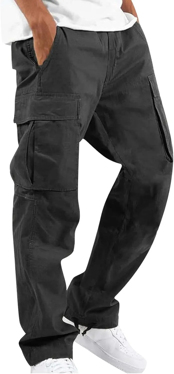 Cargo Pants for Men Baggy Drawstring Elastic Waist Sweatpants Stylish with Pockets Work Pants 2024 Joggers Trousers