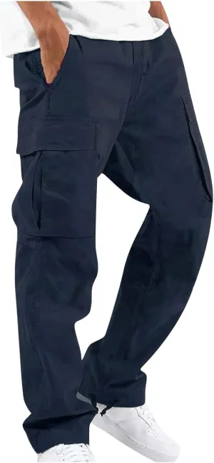 Cargo Pants for Men Baggy Drawstring Elastic Waist Sweatpants Stylish with Pockets Work Pants 2024 Joggers Trousers
