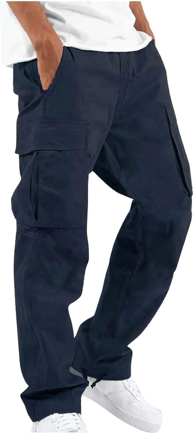 Cargo Pants for Men Baggy Drawstring Elastic Waist Sweatpants Stylish with Pockets Work Pants 2024 Joggers Trousers