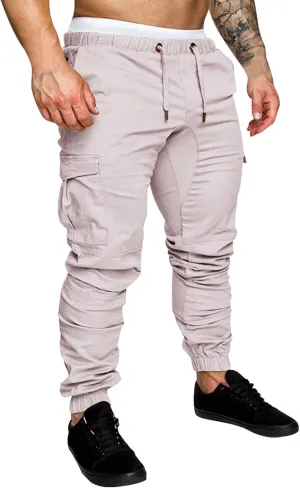 Cargo Pants for Men Relaxed Fit Cargo Pants Elastic Waist Drawstring Jogger Sweatpants Straight Multi Pockets Outdoor