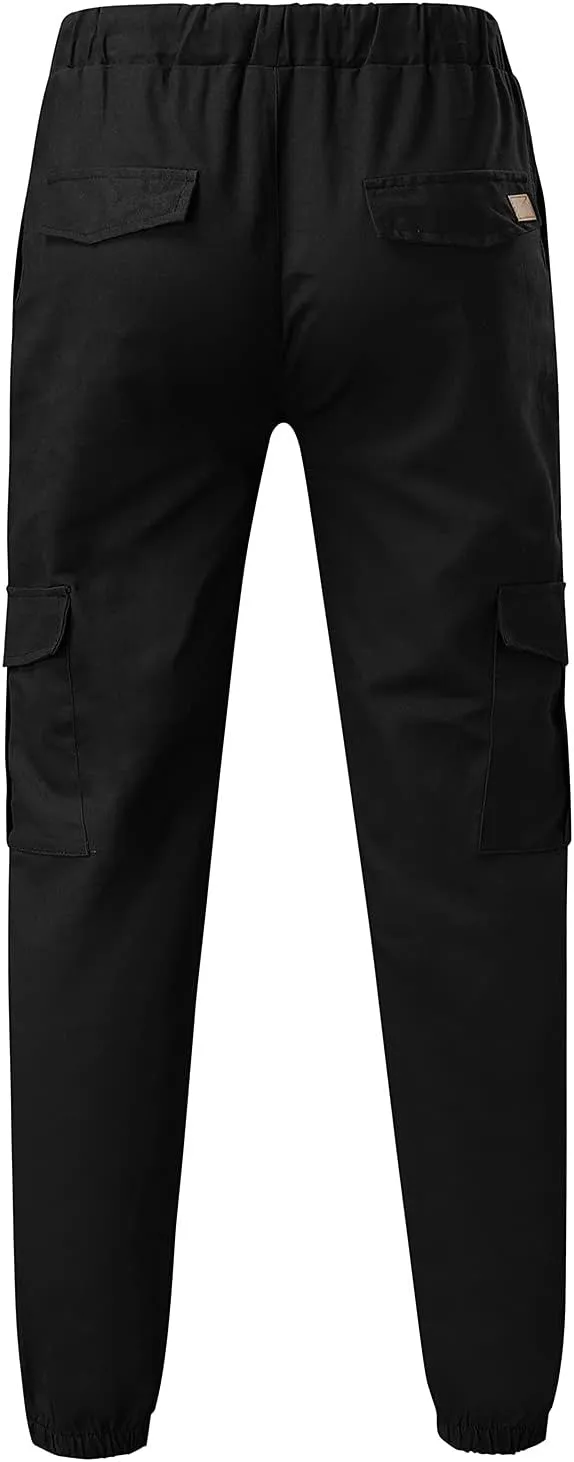 Cargo Pants for Men Relaxed Fit Cargo Pants Elastic Waist Drawstring Jogger Sweatpants Straight Multi Pockets Outdoor