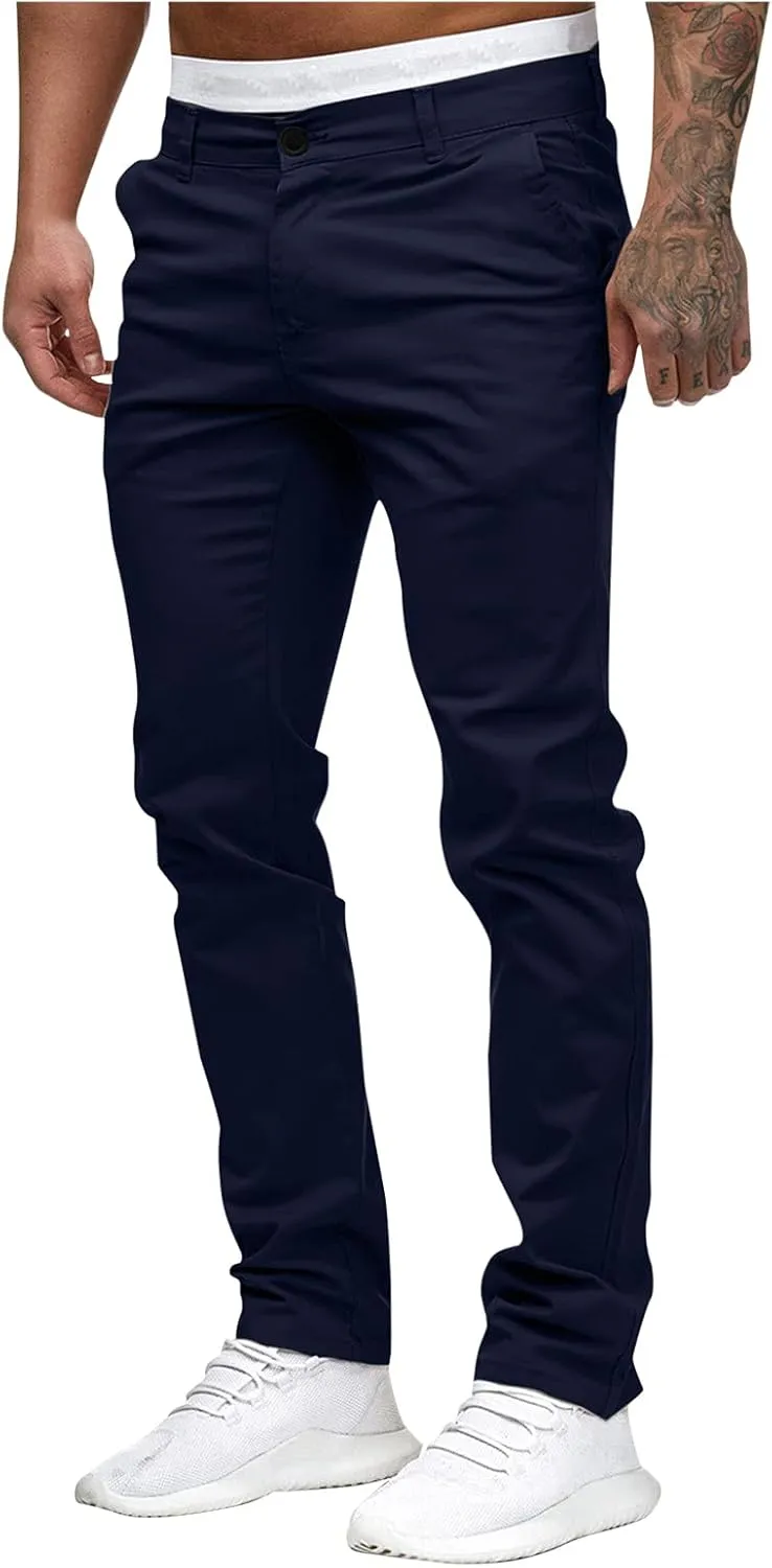 Cargo Pants for Men Relaxed Fit Casual Joggers Pants Cotton Drawstring Chino Workout Sweatpants Casual Long Trousers