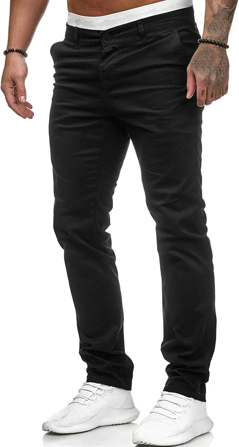 Cargo Pants for Men Relaxed Fit Casual Joggers Pants Cotton Drawstring Chino Workout Sweatpants Casual Long Trousers