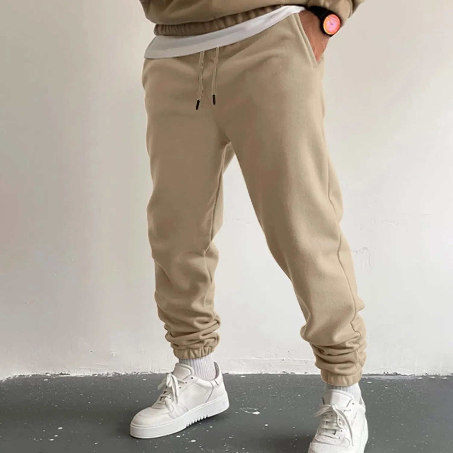 Cargo Pants for Men Relaxed Fit Elastic Waist Baggy Drop Crotch Sweatpant Mens Heavyweight Sweatpants Fleece Trousers