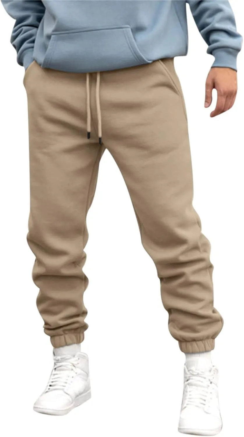 Cargo Pants for Men Relaxed Fit Elastic Waist Baggy Drop Crotch Sweatpant Mens Heavyweight Sweatpants Fleece Trousers