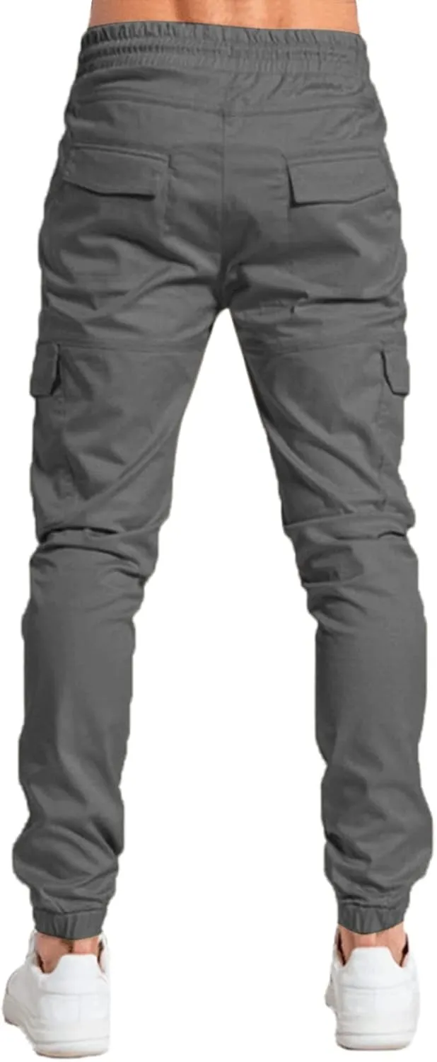 Cargo Pants for Men Relaxed Fit Mens Cargo Pants with Pockets Open Bottom Athletic Pants for Workout Running Training