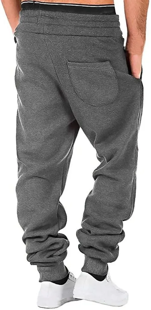 Cargo Pants for Men Relaxed Fit Mens Cargo Sweatpants Heavyweight Fleece Jogger Work Pants Drawstring Sports Trousers