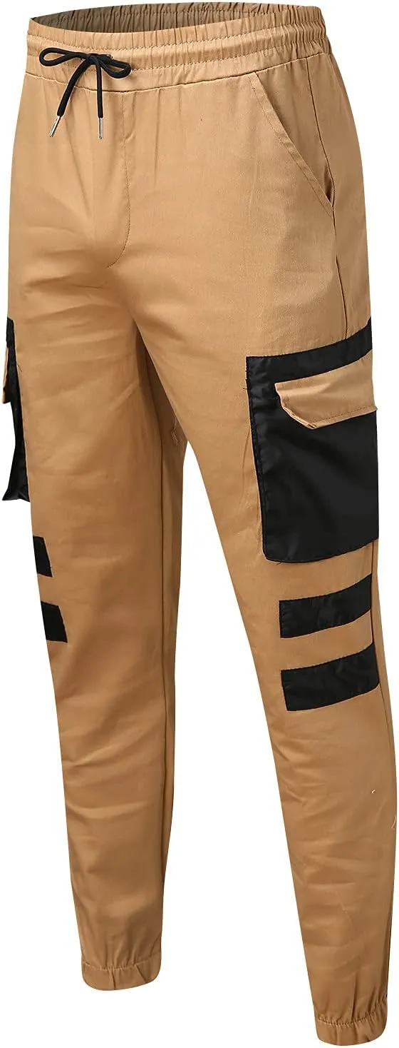 Cargo Pants for Men Relaxed Fit Mens Jogger Pants Drawstring Trousers Stretch Elastic Waist Outdoor Pants Sweatpants