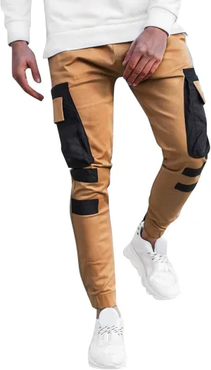 Cargo Pants for Men Relaxed Fit Mens Jogger Pants Drawstring Trousers Stretch Elastic Waist Outdoor Pants Sweatpants