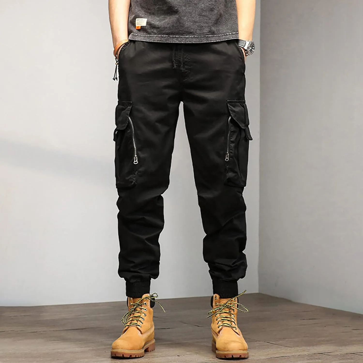 Cargo Pants for Men Relaxed Fit Sweatpants with Pockets Drawstring Athletic Pants Joggers Running Sports Sweatpants