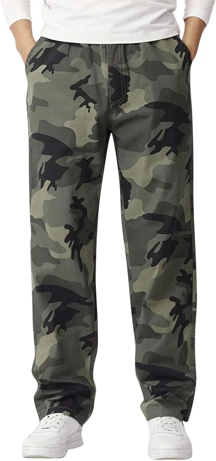 Cargo Pants for Men Relaxed Fit with Pocket Mens Casual Joggers Sweatpants Big & Tall Elastic Drawstring Sweatpants