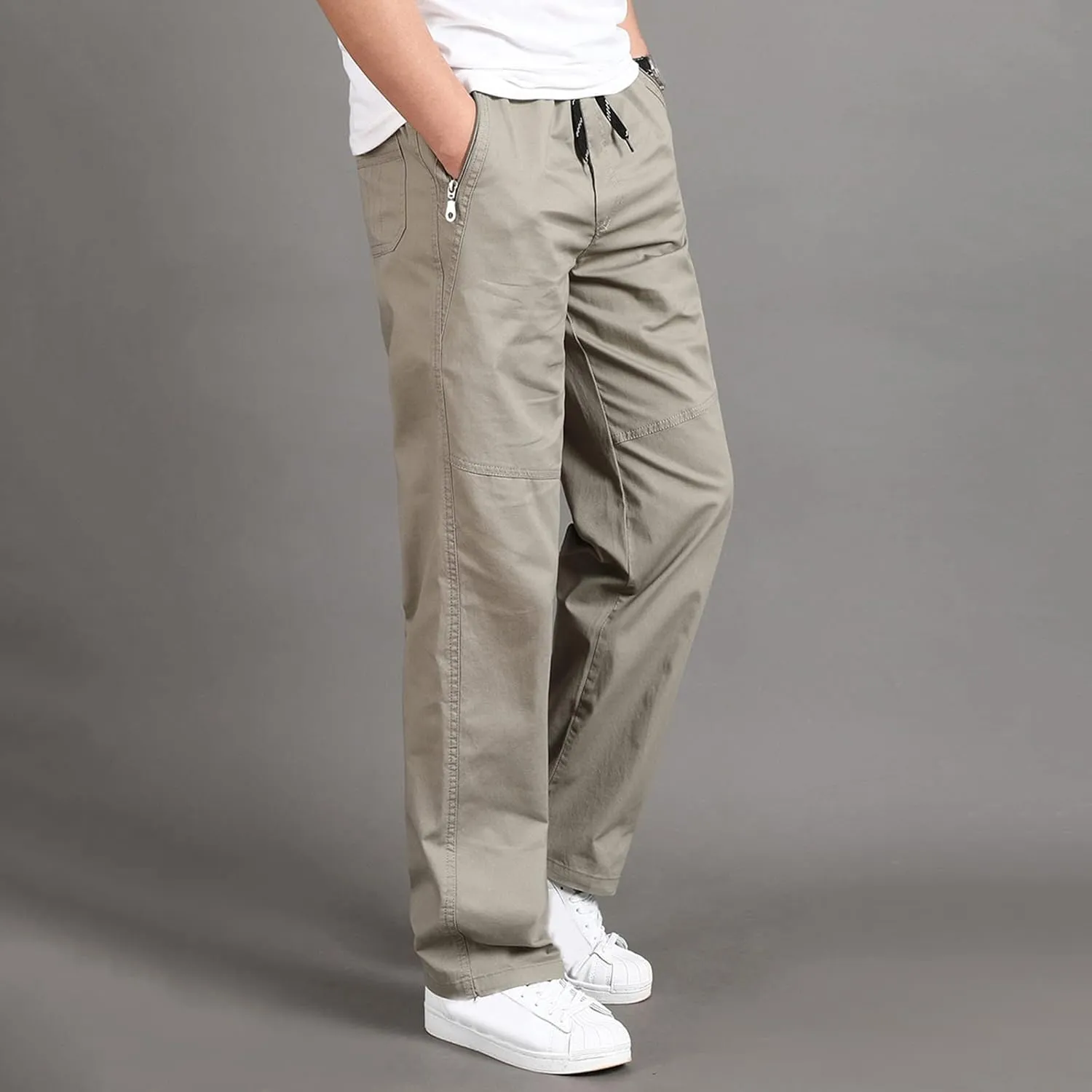 Cargo Pants for Men,Mens Relaxed Fit Cargo Pants Casual Drawstring Outdoor Athletic Jogger Sports Trousers