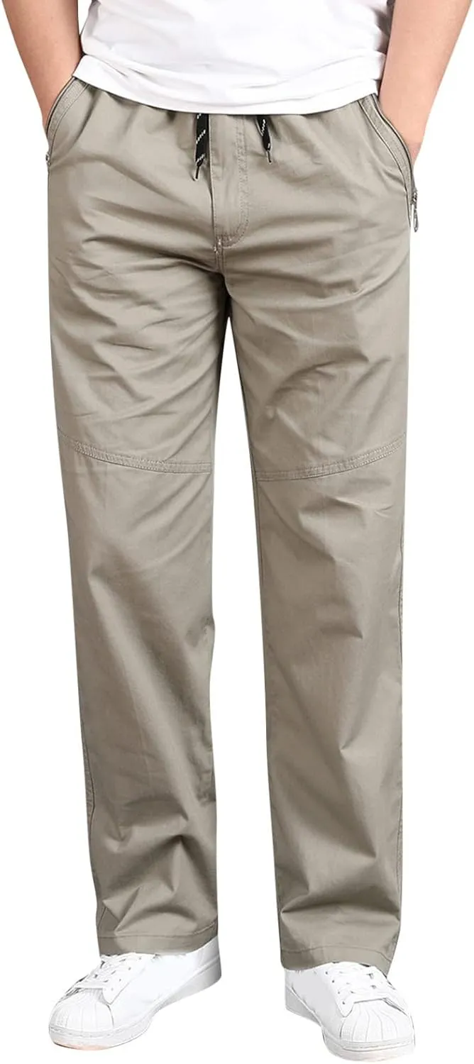 Cargo Pants for Men,Mens Relaxed Fit Cargo Pants Casual Drawstring Outdoor Athletic Jogger Sports Trousers