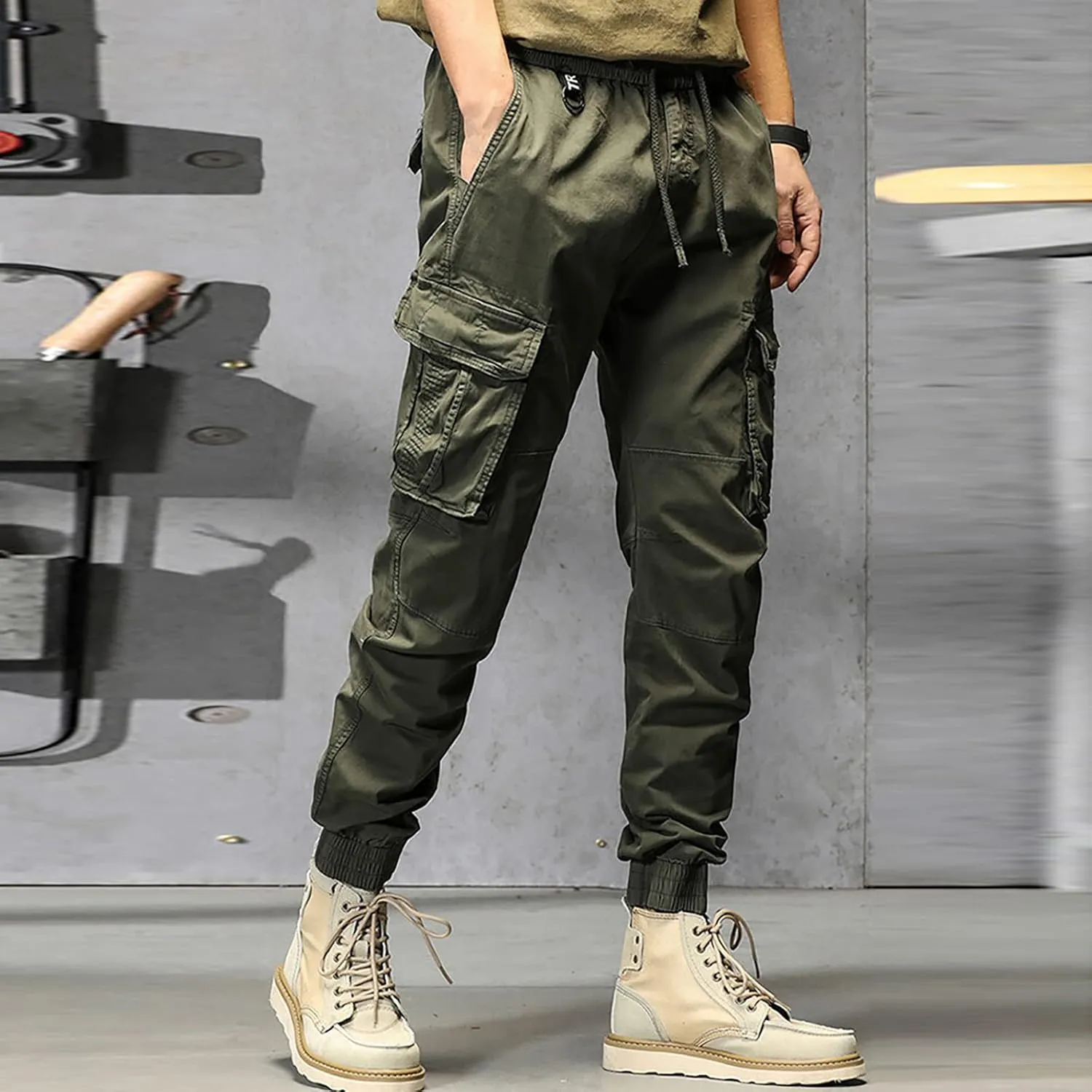 Cargo Sweatpants for Men Athletic Long Pants Fashion Casual Jogger Trouser Drawstring Workout Running Cargo Pants for