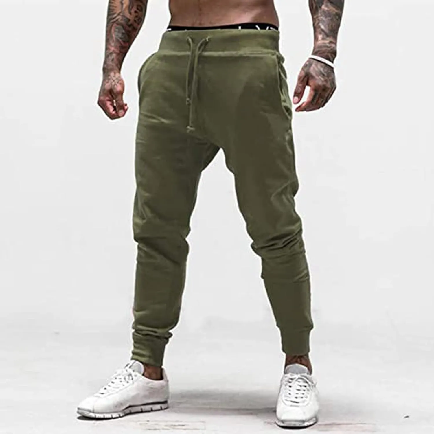 Cargo Sweatpants for Men Cargo Pants Relaxed Fit Drawstring Joggers Sweatpants for Men Workout Casual Long Trousers