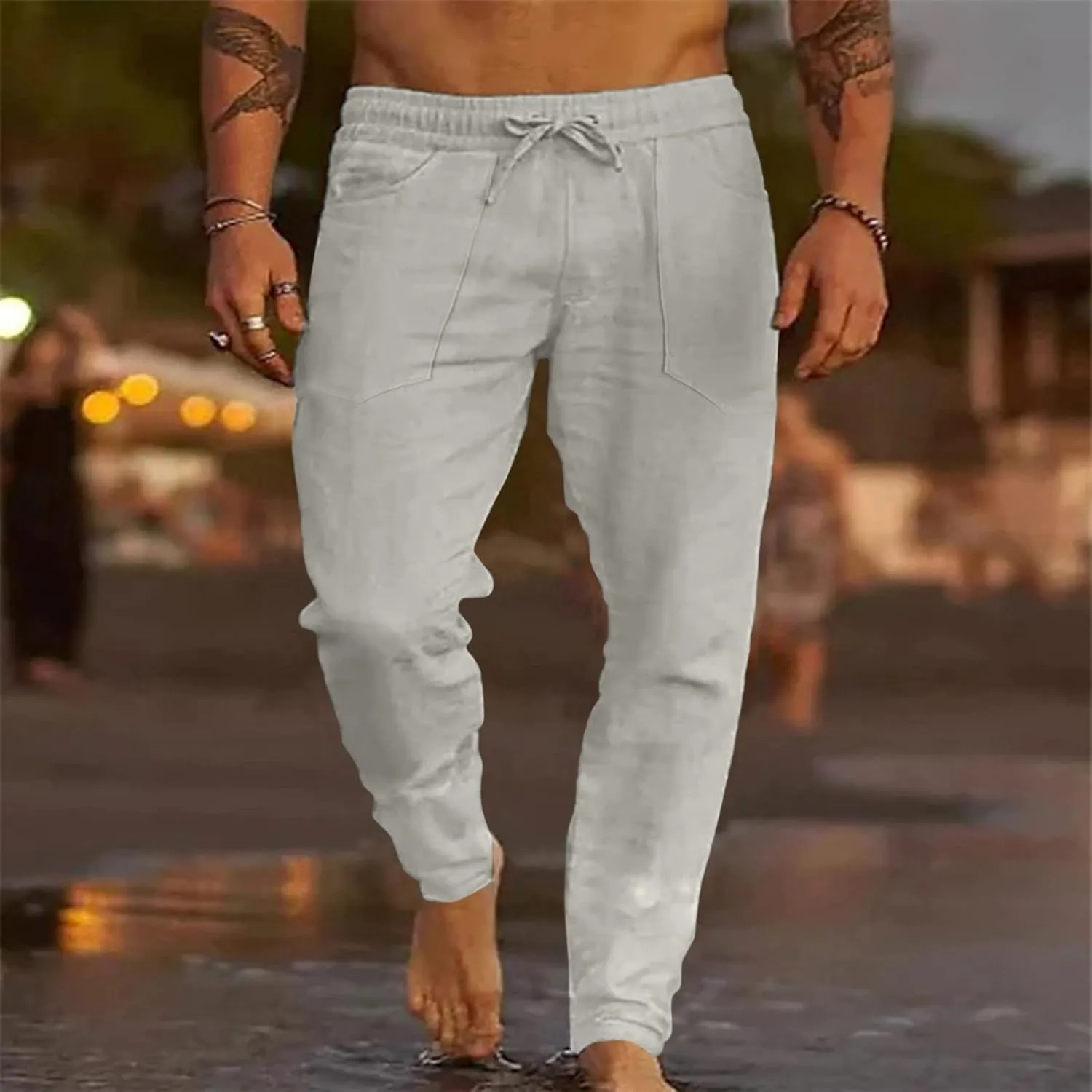 Cargo Trousers for Men Gym Running Workout Pants Athletic Drawstring Joggers Sweatpants Trousers Men's Heavyweight