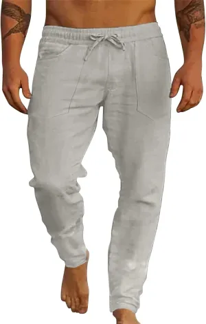 Cargo Trousers for Men Gym Running Workout Pants Athletic Drawstring Joggers Sweatpants Trousers Men's Heavyweight