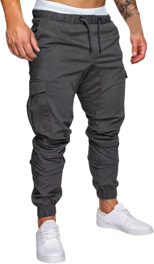 Cargo Trousers for Men Long Track Pants with Pockets Mens Sweatpants Relaxed Fit Stretch Drawstring Pocket Sweatpants