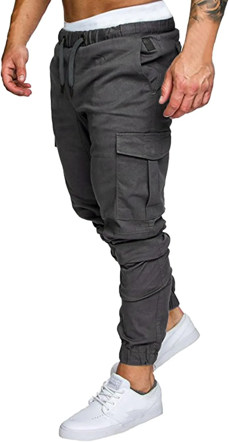 Cargo Trousers for Men Long Track Pants with Pockets Mens Sweatpants Relaxed Fit Stretch Drawstring Pocket Sweatpants