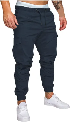 Cargo Trousers for Men Long Track Pants with Pockets Mens Sweatpants Relaxed Fit Stretch Drawstring Pocket Sweatpants