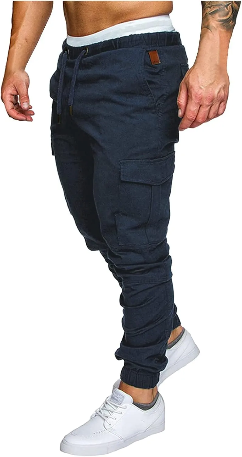 Cargo Trousers for Men Long Track Pants with Pockets Mens Sweatpants Relaxed Fit Stretch Drawstring Pocket Sweatpants