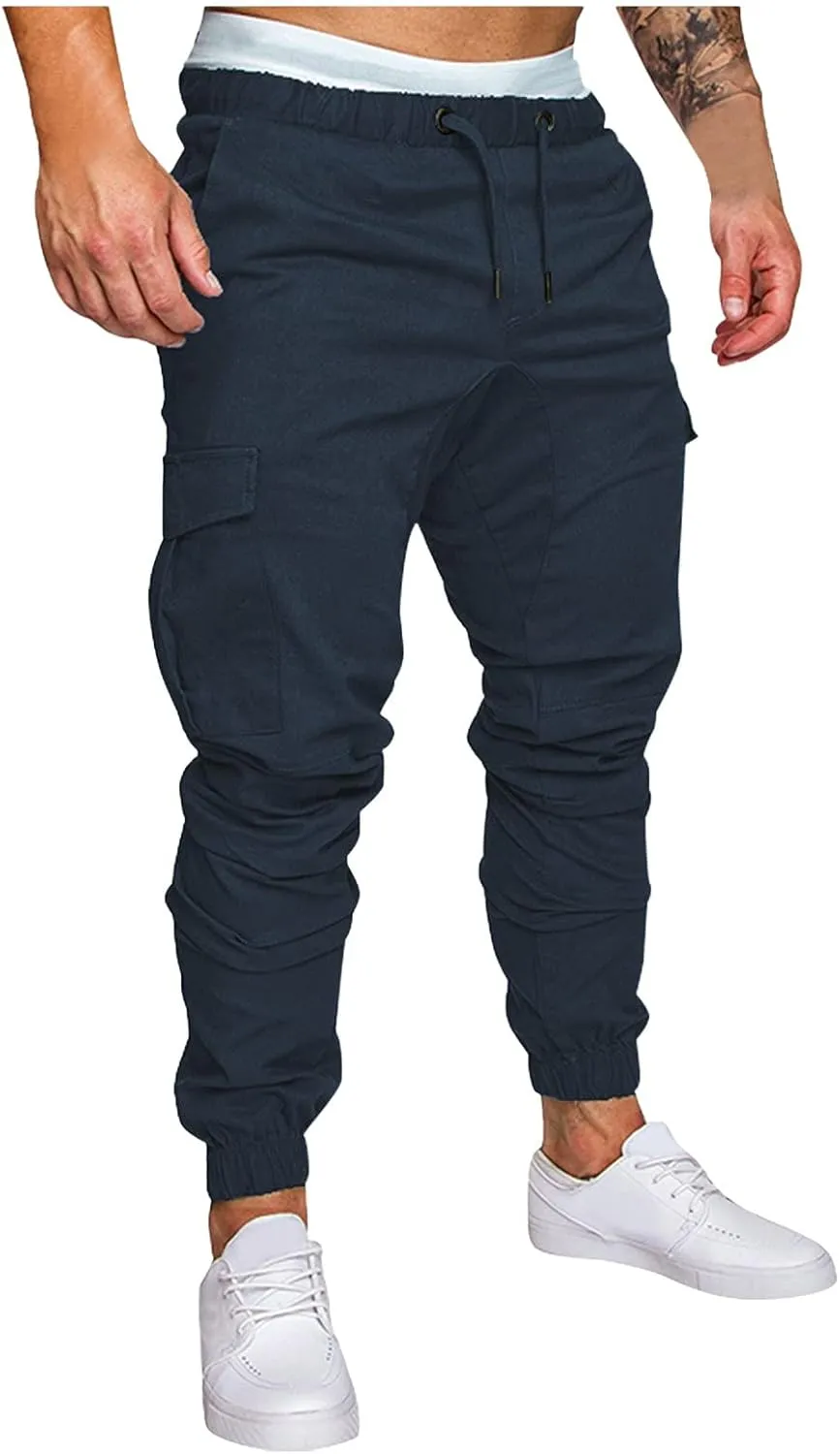 Cargo Trousers for Men Long Track Pants with Pockets Mens Sweatpants Relaxed Fit Stretch Drawstring Pocket Sweatpants