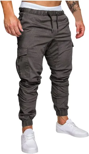 Cargo Trousers for Men Long Track Pants with Pockets Mens Sweatpants Relaxed Fit Stretch Drawstring Pocket Sweatpants