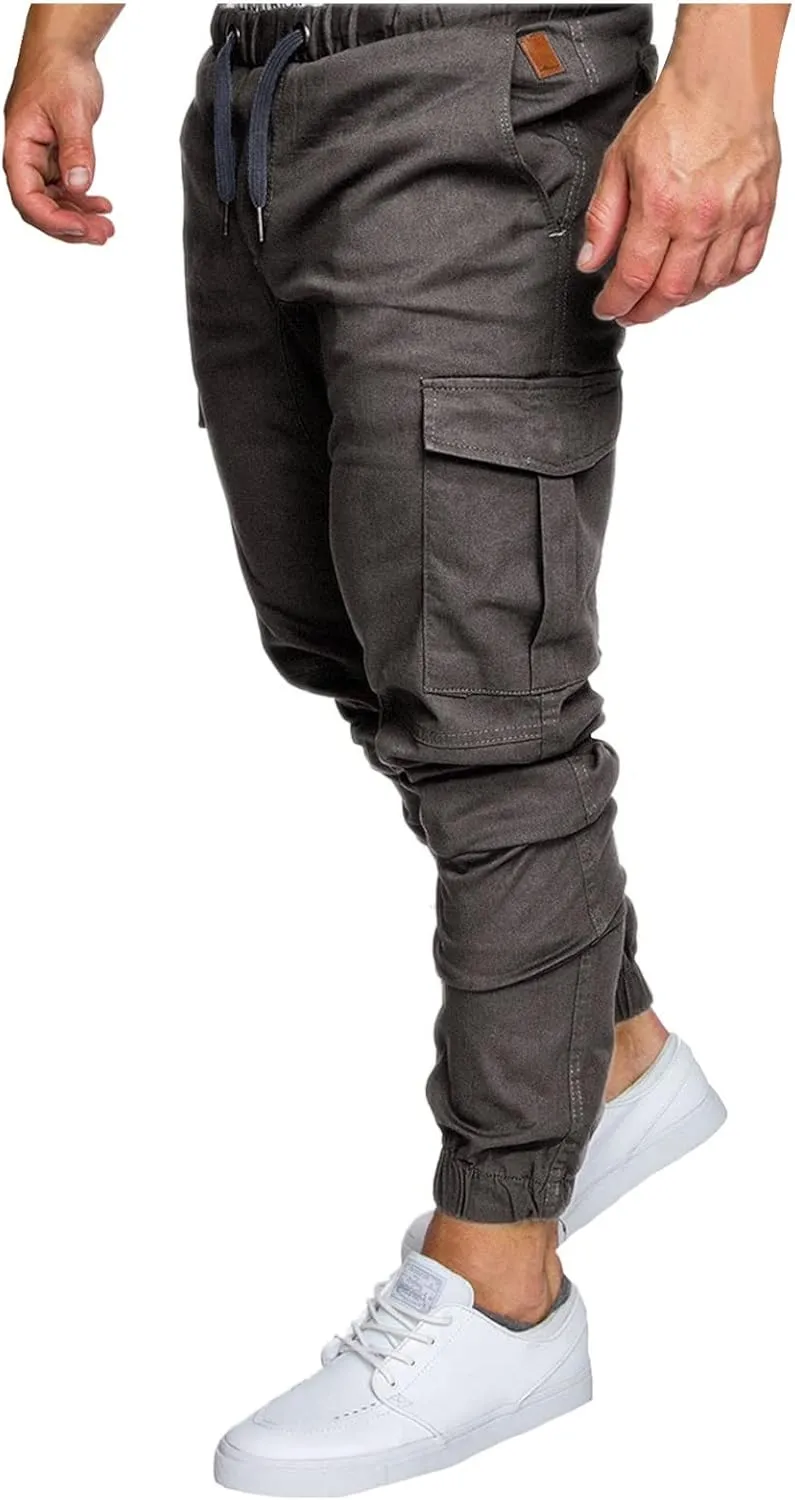 Cargo Trousers for Men Long Track Pants with Pockets Mens Sweatpants Relaxed Fit Stretch Drawstring Pocket Sweatpants