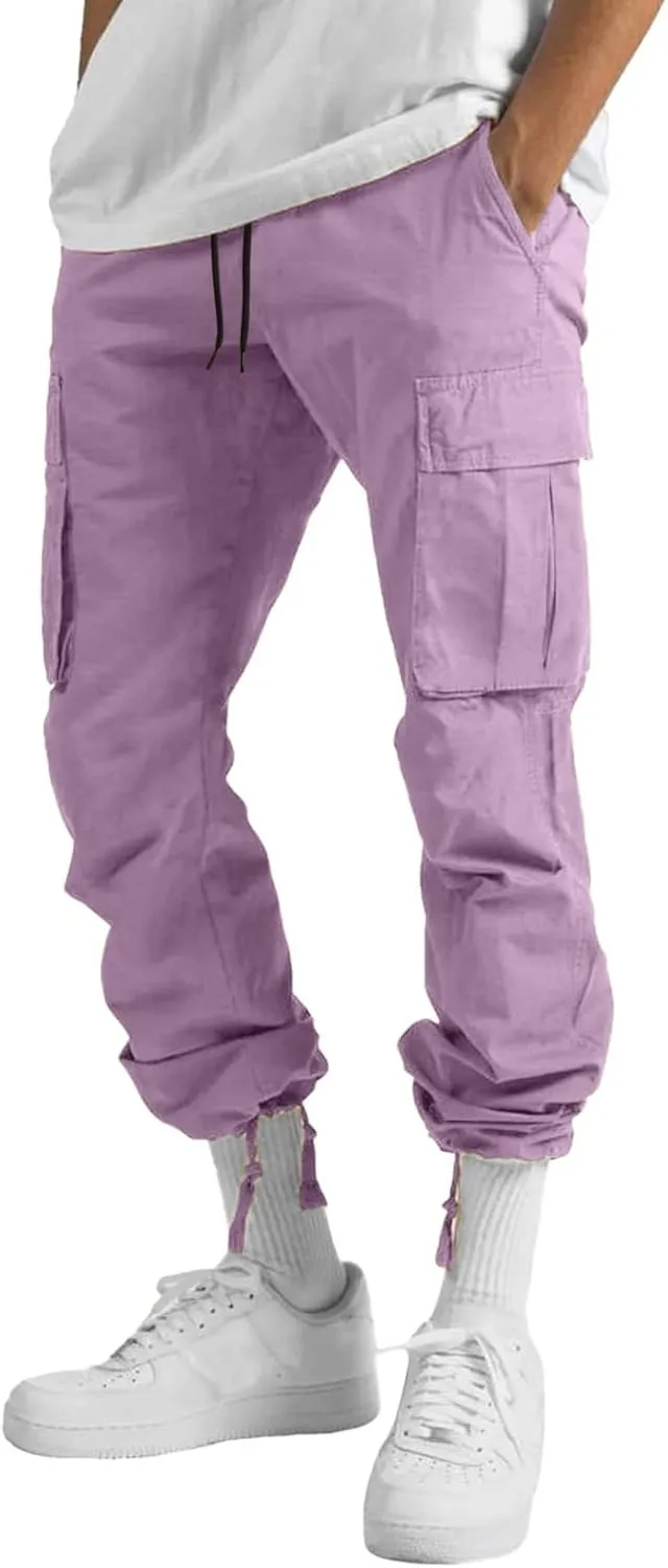 Cargo Trousers for Men with Pocket for Workout Jogging Running Men's Heavyweight Sweatpants Fleece Lined with Pockets