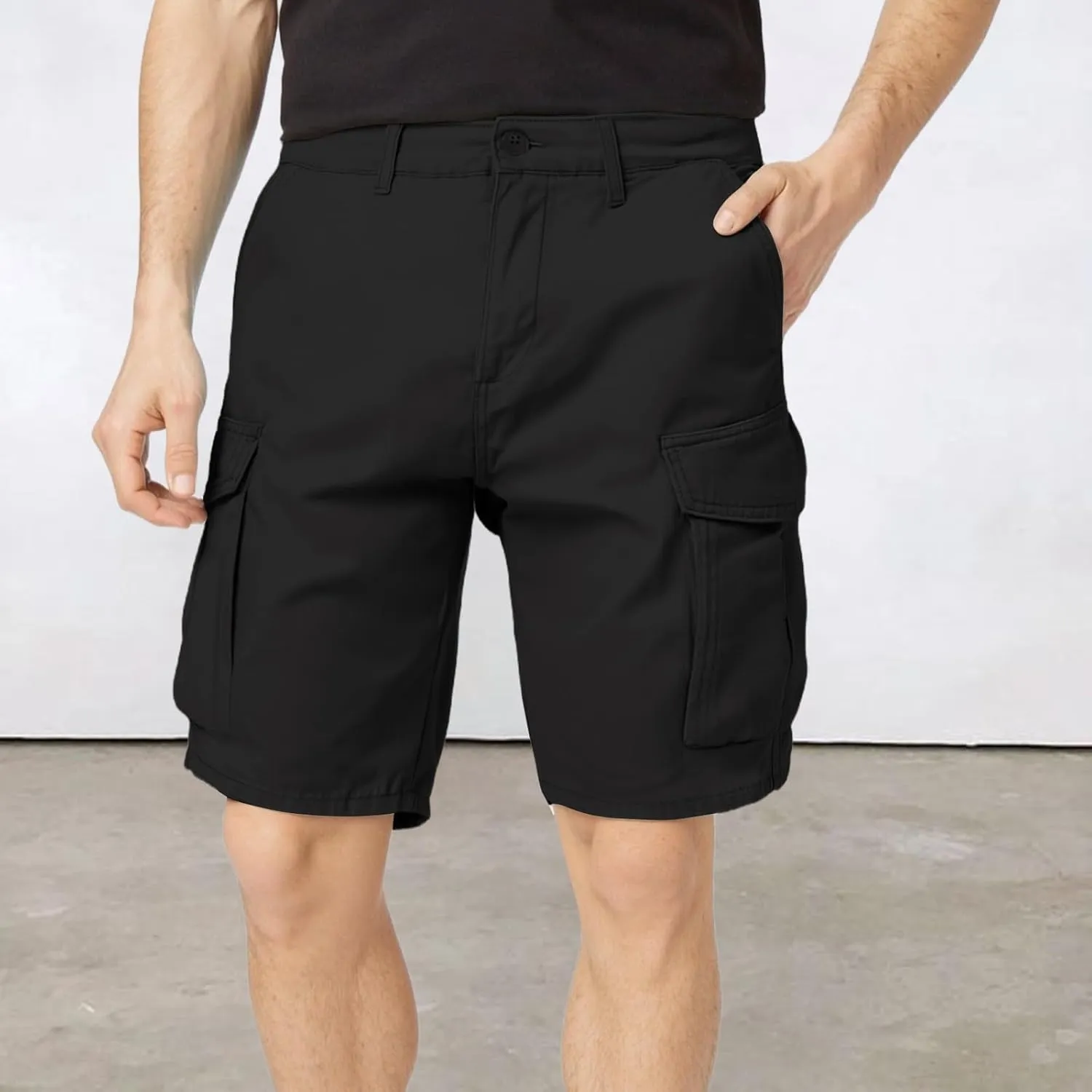 Casual Cargo Shorts for Mens Front Button Relaxed Stretch Lightweight Pant 2025 Summer Office Work Shorts with Pocket