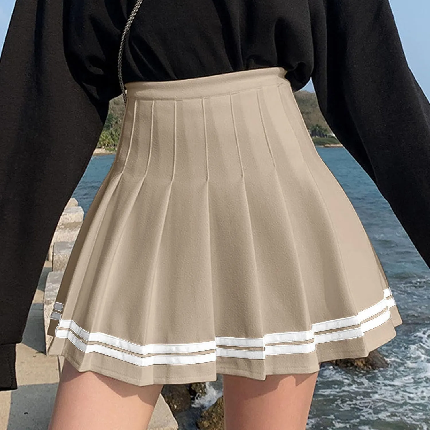 Casual Skirts for Women High Waist Trendy Pleated Y2K A-Line Uniform Cheer Mini Skirts for Girls Summer Streetwear
