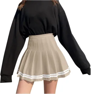 Casual Skirts for Women High Waist Trendy Pleated Y2K A-Line Uniform Cheer Mini Skirts for Girls Summer Streetwear
